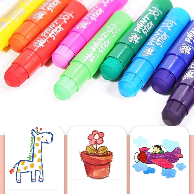 TBC The Best Crafts Paint Sticks for Kids Ages 2-8, 12 Classic Colors, Washable, Non-toxic, Tempera Paint Sticks for Crafts, Art Supplies, and Birthday Gifts