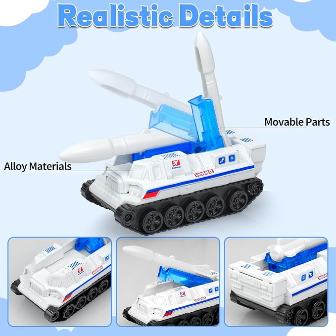 7PCS Diecast Space Toys with Astronaut Figure, 1:64 Scale Rocket Ship, Explore, Space Shuttle Toys for Kids 3-5 6 7 8 Spaceship Rocket Toy Playset for Boys Birthday Easter Gifts