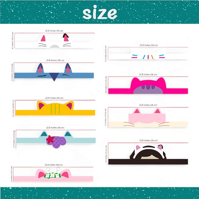 18 Cat Dollhouse & Friends Paper Crowns Headbands Tiara Party Favors
