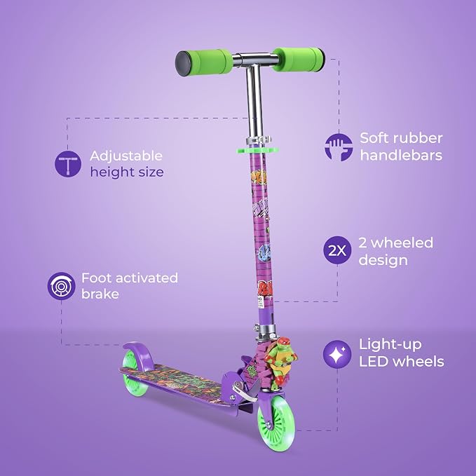 2 Wheel Kick Scooter for Kids, Foldable, Light Up LED Wheels