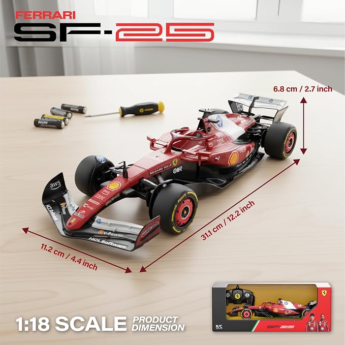 Voltz Toys Licensed 1:18 Ferrari SF-25 Remote Control Vehicle - RC Series for Kids and Adults - 2.4GHz Racing Toy for Gift (1:18 Ferrari SF-25)