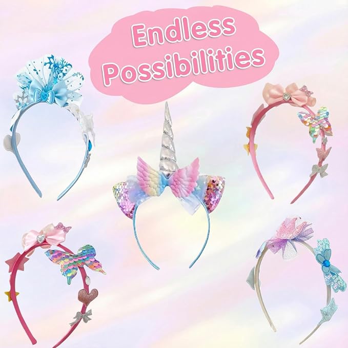 kyrathia DIY Headband Making Kit, Hair Accessories for Girls, Arts and Crafts for Kids Ages 6-8, Make Your Own Unicorn Headband Kit,Birthday Gifts for 5 6 7 8-12 Year Old Girl