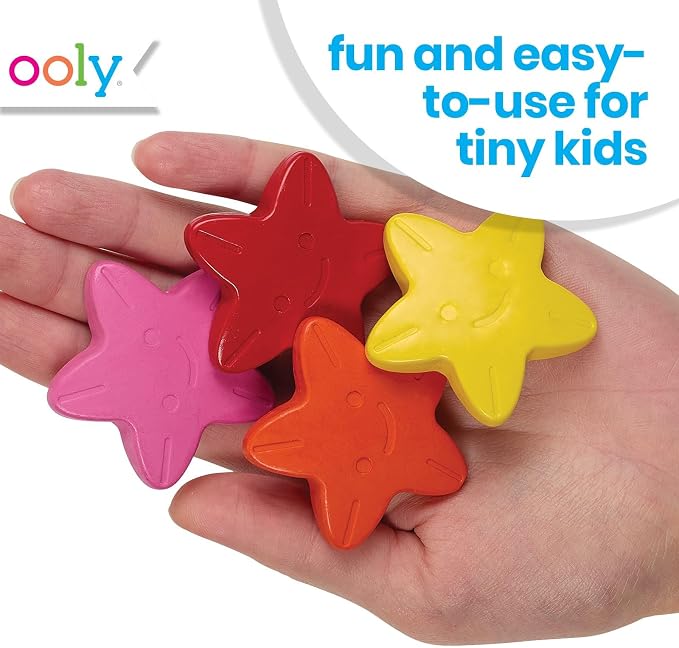 Ooly Stars of the Sea Star Shaped Chunky Crayons for Toddlers and Little Hands Set of 6, Non-Toxic Star Shaped Easy to Hold Crayons for Young Children, No Rolling Crayon, Gifts for Kids