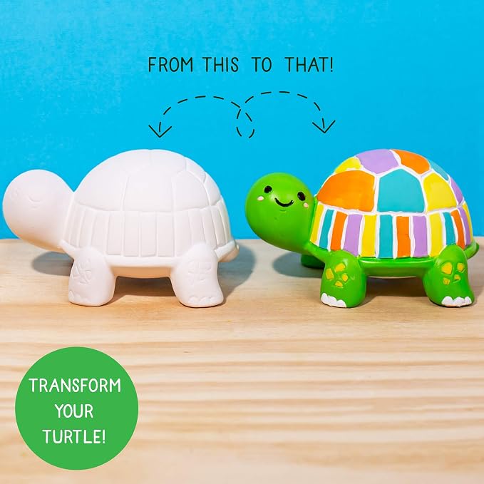 Creative Roots Paint Your Own Turtle - DIY Ceramic Painting Kit for Kids Ages 5+, Creativity Set