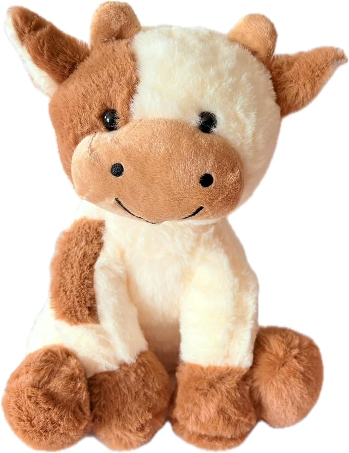 BSVOME 9 inches Cow Stuffed Animal Soft Plush Cute Cow Doll for Boys Girls (Brown Cow)