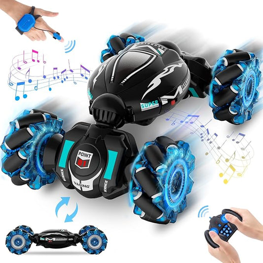 Fosgoit RC Cars, Gesture Sensing Stunt Car Toys for Boys Girls 6-12 Year Old, 2.4Ghz 4WD Hand Remote Control Toy 360° Rotate Transform Off-Road Drift with Lights Music, Birthday Xmas Gifts for Kids