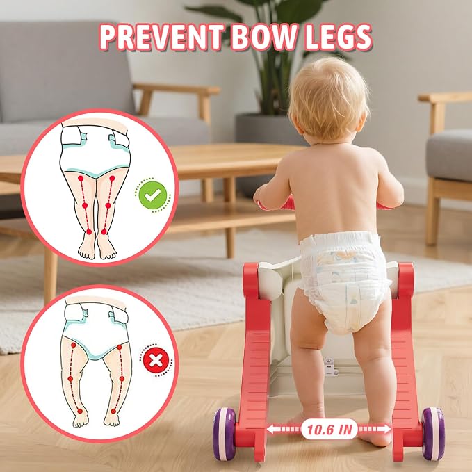 QDRAGON 5 in 1 Walker for Baby Girl, Baby Push Walkers, Assemble as Scooter/Motorbike/Activity Center/Detachable Panel, Walking Toys for Infants, Red