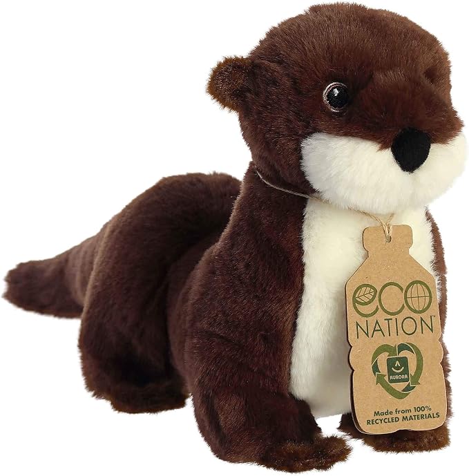 Aurora® Eco-Friendly Eco Nation™ River Otter Stuffed Animal - Environmental Consciousness - Recycled Materials - Brown 13.5 Inches