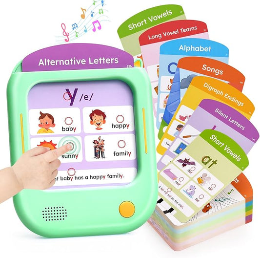 JoyCat Phonics Learning Pad, Learn to Read with 156 Pages Talking Flash Cards, 5 Level Progress Phonic Educational Toy, Screen-Free Learning Tablet Birthday Gift for Boys Girls Ages 3-8