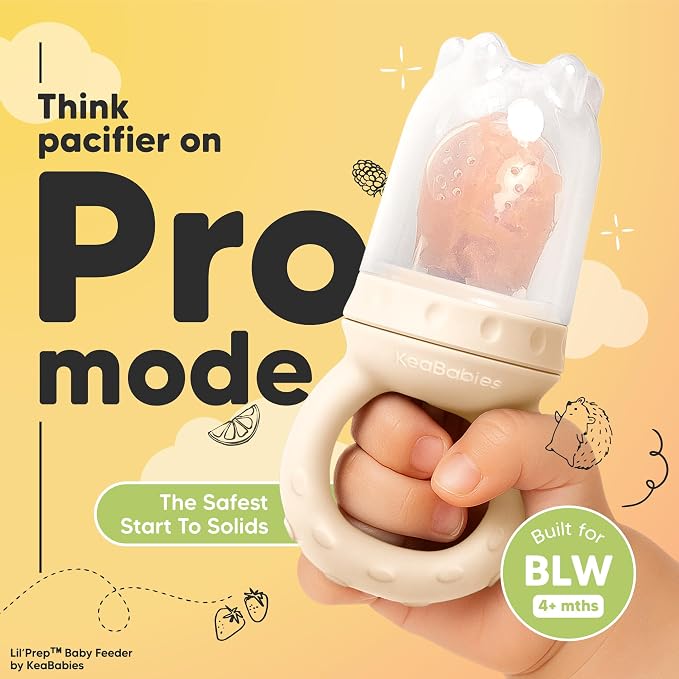 KeaBabies Baby Fruit Feeder 2pk - Silicone Baby Food Feeder for Babies 6-12 Months, Breast Milk Popsicle Teether, Weaning, Pacifier, Freeze Frozen Solid Food, Infant Feeding Essential (Mist Rose)