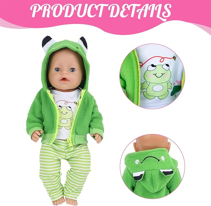 14-18 Inch Baby Doll Clothes 5 Sets Accessories Dress with Hats Socks for New Born 43cm Toy Baby Doll 14-16 Inch/15 Inch/18 Inch/Girl&Boy