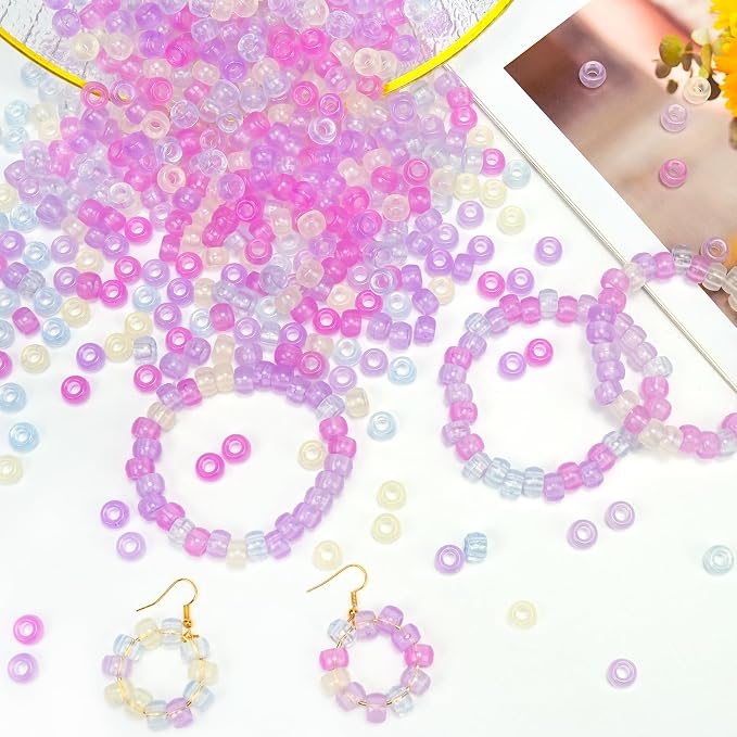 Dowsabel UV Pony Beads Bulk 1000 Pcs 6x9mm, Color Changing Beads Sunlight Sensitive for DIY Bracelets Necklaces Jewelry Making Crafts and Gifts