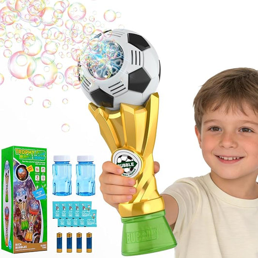 Football Trophy Bubble Wand,Soccer World Cup Bubble Machine for Kids,Light Up Bubble Maker,Bubble Blower,Outdoor Party Birthday Bubbles Toy for Toddlers,Gift for Boys Age 3-8 Years Old.