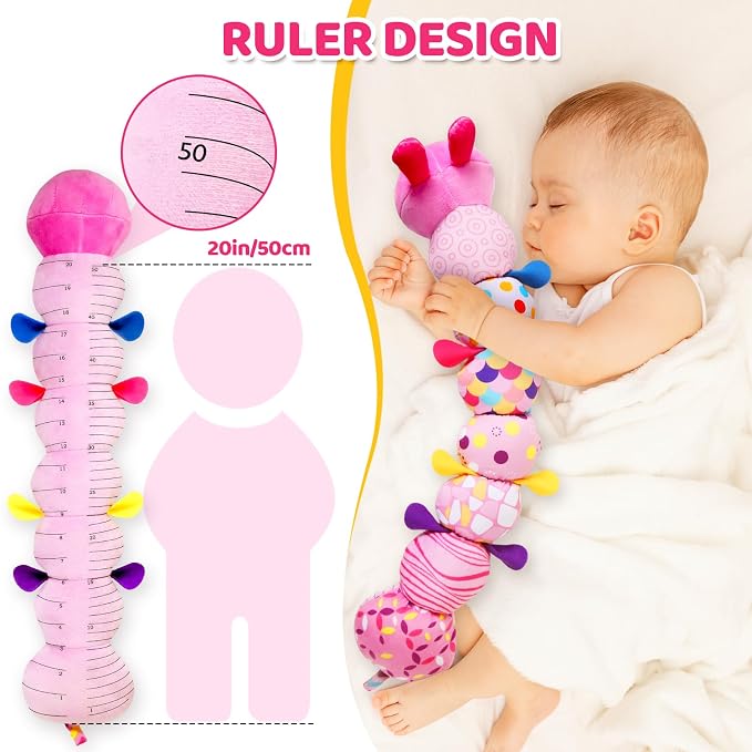 KMUYSL Baby Sensory Caterpillar Toys for 0-6 6-12 Months, Soft Plush Activity Toy with Crinkle, Rattle & Gentle Music, Tummy Time Toy for Infant Newborn, Early Development Toy Shower Gifts for Baby
