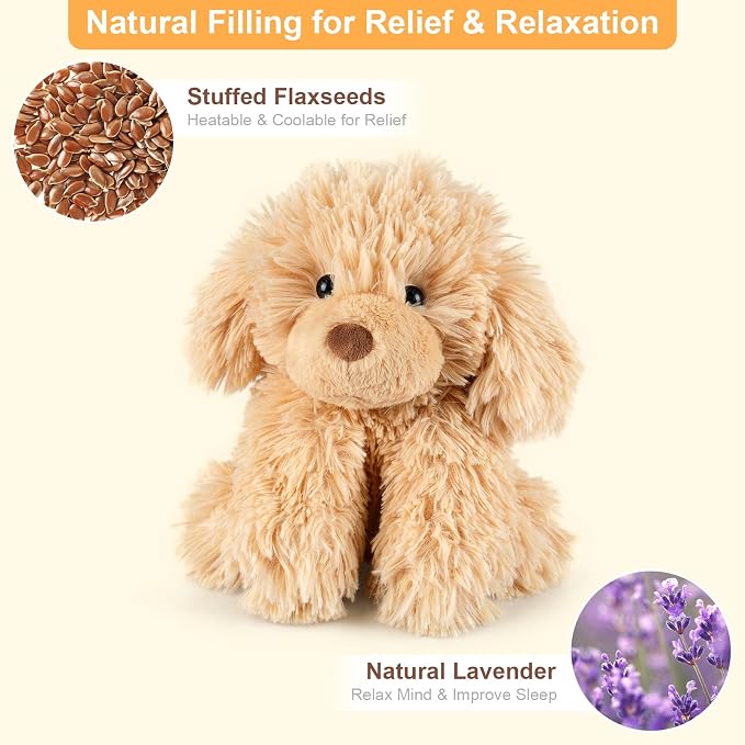 SuzziPals Warmable Golden Retriever Plush Toy Weighted Stuffed Animals, Microwavable Stuffed Animal Heating Pads for Period Cramps, Dog Stuffed Animal for Bedtime, Puppy Plushie Gifts for Kid Women