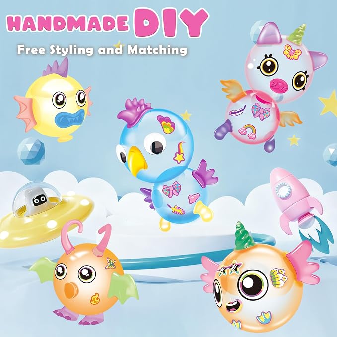 BTEC 170 PCS DIY Balloons Animals Accessories Craft Kits for Kids, DIY Sticky Balloon Maker Toy,36PCS Magic Bouncy Balloon Refill with Stickers Accessories, Birthday Gifts for Kids Boys Girls Ages 3+