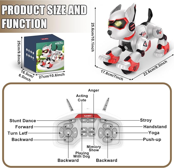 BYTEWAR Realistic Robot Toy Puppy, Intelligent Programming Robot Dog, Remote Control and Interactive Gesture Function, Imitate Animal Music and Dance,Nice Gift for Boy or Girl 3-5 5-8 Ages