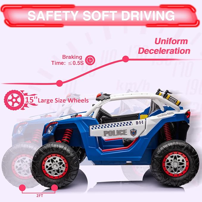 24V 2-Seater UTV Ride on Toy with Remote Control – Powerful 4WD Electric Vehicle Features 4 Shock Absorbers, Leather Seats, Music, and Lights. Designed As a 24V Ride-on Toy for Big Kids