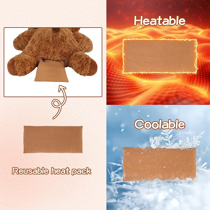 GILFWM 25" 5 Lbs Weighted Stuffed Animals Highland Cow, Heatable and Coolable Weighted Plush with Microwavable Heating Pad,Removable Soft Washable Cute Plushie Pillow Toy Gifts for Adults and Kids