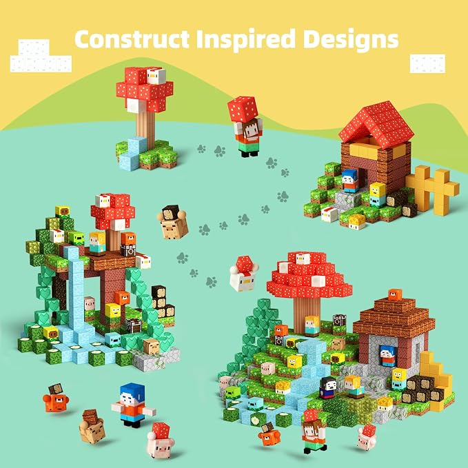 GobiDex 100PCS Magnetic Blocks Animal Toys, Build MagWonder with Building Construction Playset, STEM Pretend Play Gifts for Kids