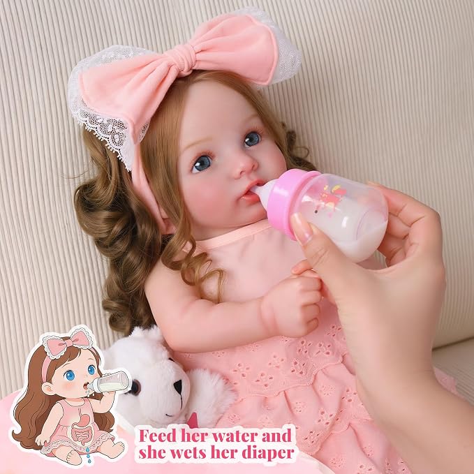 BABESIDE Lifelike Reborn Baby Dolls Dara - 20 Inch Realistic-Newborn Baby Doll Brown Hair Girl Handmade Real Life Baby Dolls with Clothes and Toy Accessories Gift for Kids Age 3+