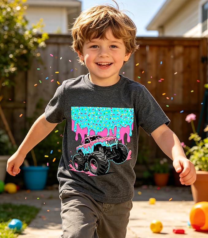 Lovekider Cotton Shirt for 3-6T Boys Truck Dinosaur Toddler Kids T-Shirt Short Sleeve Excavator Construction T-Rex Tee Shirts