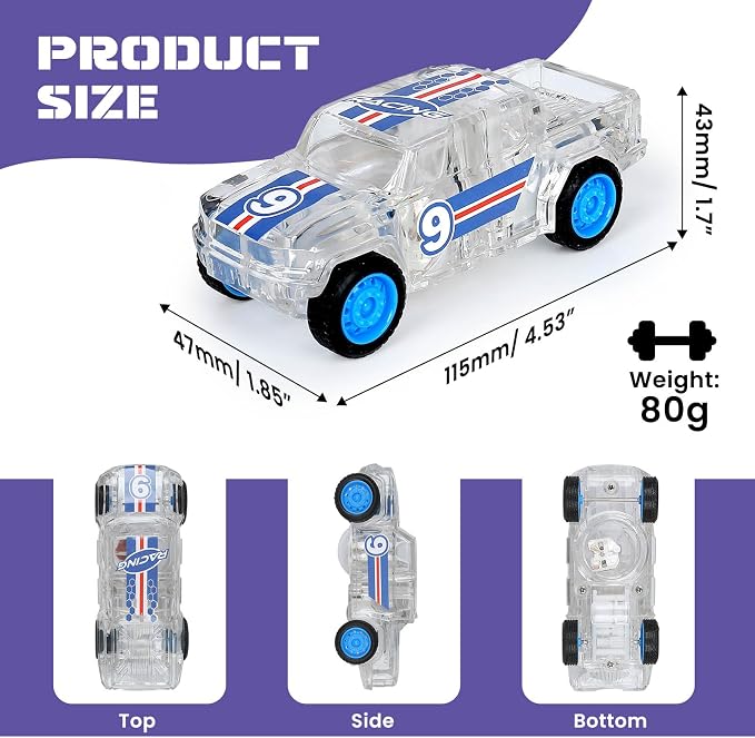 ZOHANINDL LED Light Up Pickup Truck Toys,Pull Back Cars Toy(2 Pack),Included,Suitable for Toddlers 3 4 5 6 7 8 Year Old Kids for Boys and Girls Birthday Easter Party Gift