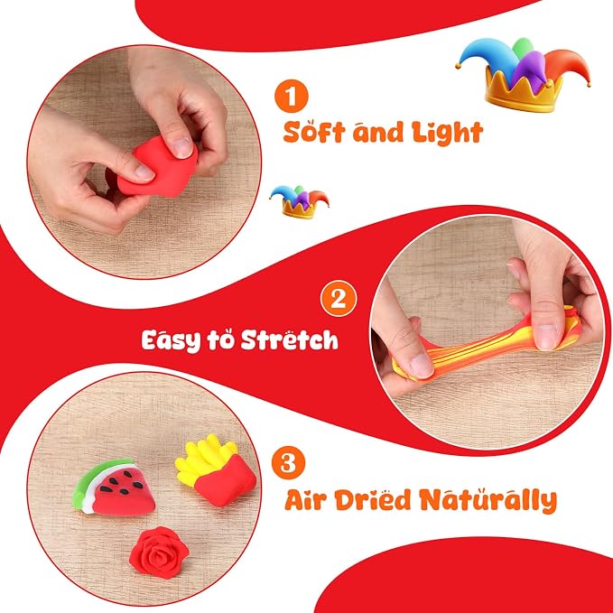 VioraWhite 72 Pcs 38oz Air Dry Clay Bulk Modeling Ultra Lightweight Foam Modeling Clay for Kids Adults DIY Gifts Party Arts Crafts and School Project Supplies(Red)