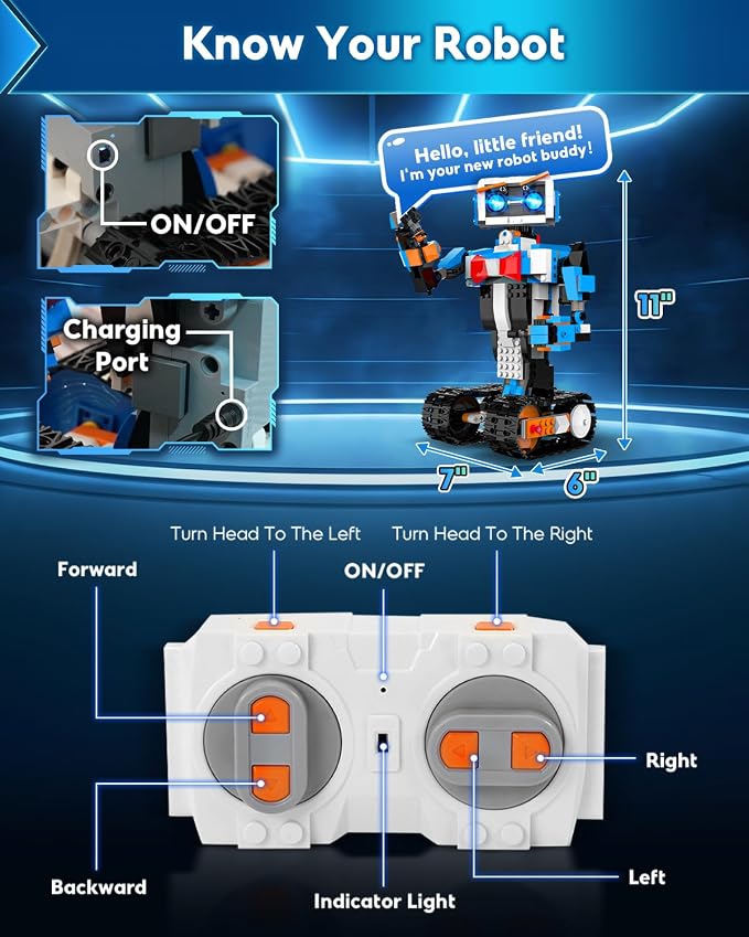 Robot Building Kits for Kids, Stem Toys for Boys Age 8-12, APP & Remote Control Educational Coding Building Sets, Programmable Robot for Kids, Rechargeable Robotic Kit Gifts for Girls Boys (728 PCS)