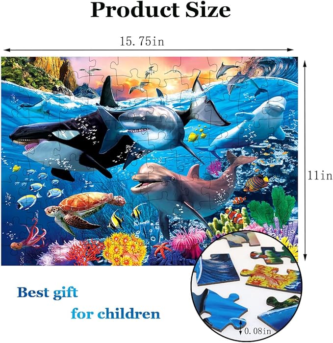 Puzzles for Kids Ages 4-8 Year Old - Underwater World,100 Piece Jigsaw Puzzle for Adults Toddler Children Learning Educational Puzzles Toys for Boys and Girls.