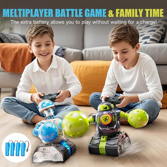 cxjoigxi Remote Control Fighting Robot Toys Set of 2, RC Ejecting Battle Bots with Light & Sound, Fun Electronic Battle Robots Game, Christmas Birthday Gifts for Kids Boys Age 5 6 7 8 9 10 11 12