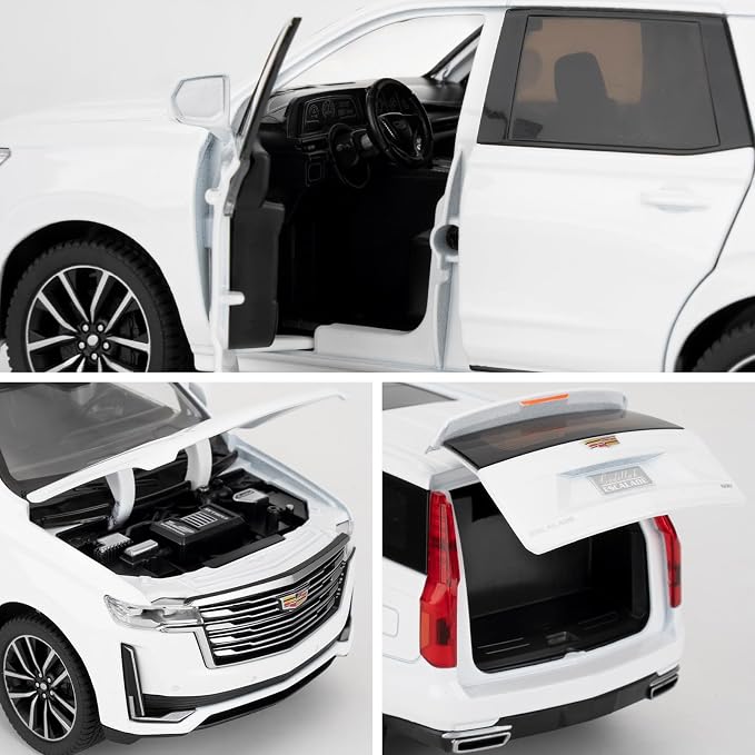WAKAKAC Toy Car Compatible for 1:24 Escalade SUV Model Car, Alloy Pull Back Diecast Collectible Car with Sounds＆Lights for Kids Boys Girls and Adults, Gift White