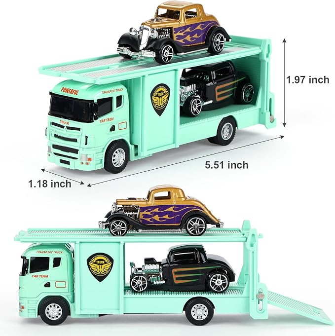 haomsj Car Toys for Kids 9 PCS Playsets Tow Truck Toy and City Carrier Vehicle,Transport Truck with Die Cast Metal Racing Cars for Boys and Girls Age 3-5 Years