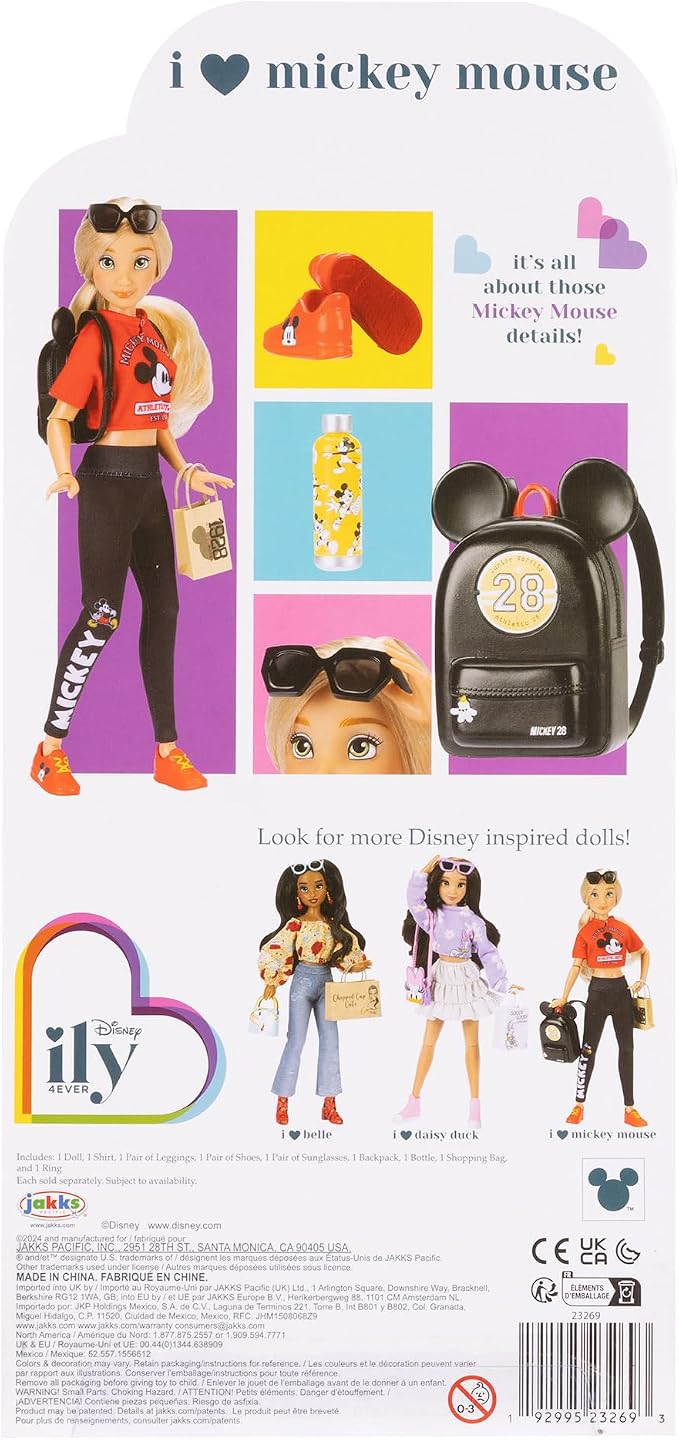 Disney ILY 4EVER Fashion Dolls Inspired By Mickey 11.5" Tall with 13 Points of Articulation, Glittery Mickey Ring Included for You!