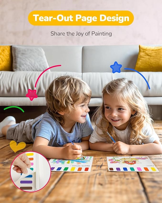 TECJOE 3 Pack Paint with Water Coloring Books for Toddlers, Mess Free Watercolor Painting Set with 6 Brushes, Travel Art Craft Toys Birthday Gifts for Kids Ages 3-8, Traffic, Princess & Dinosaur