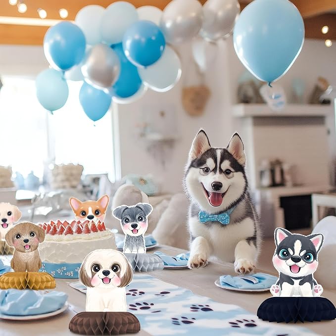 12 Pack Puppy Table Decorations - Puppy Party Decorations for Kids' Birthday and Baby Shower - Puppy Table Toppers