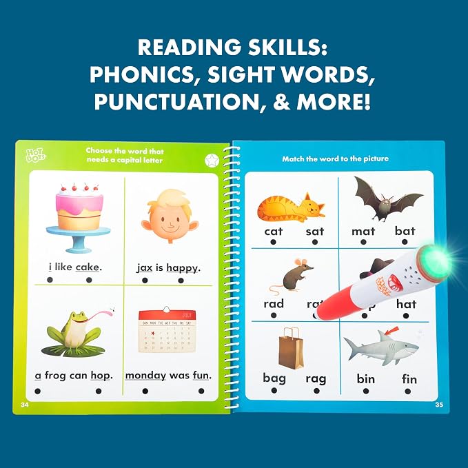 Educational Insights Hot Dots Let's Learn Kindergarten Reading Set - Kindergarten Workbooks with Interactive Pen, Homeschool Learning Activities, Learn to Read Activity Books for Kids Ages 5+