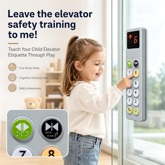 Elevator Activity Panel |Sensory Busy Board Toys for Toddlers 18M+, Montessori Toys &Travel Educational Toy for 2 3 4 5+Year Old Boy & Girl Gifts