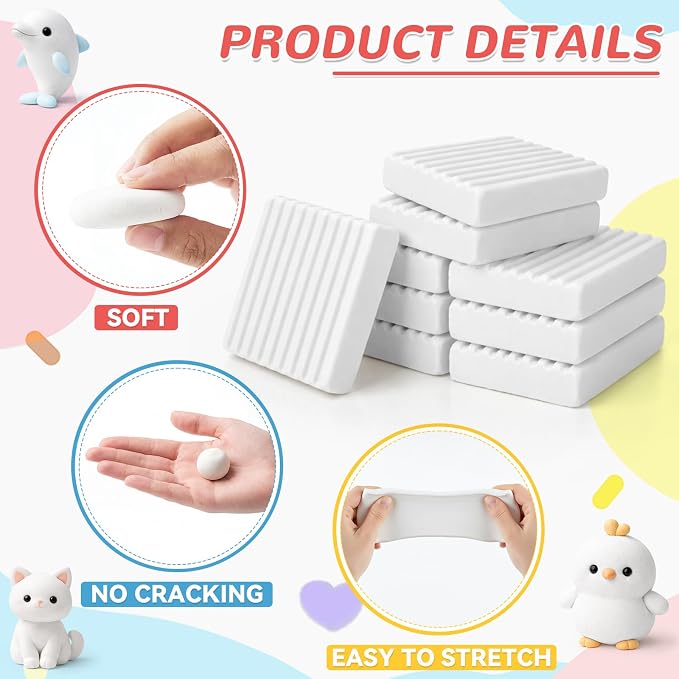 Syhood 30 Pcs 42oz White Reusable and Non Drying Modeling Clay Bulk Plastilina Modeling Clay Gift Set for DIY Sculpting Classroom Arts and Crafts Projects Play