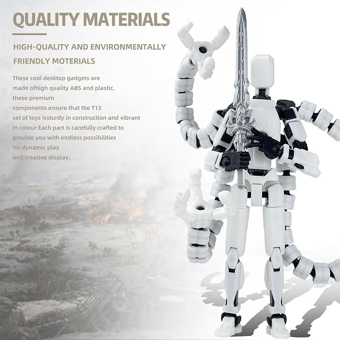 T13 Already Assembled Action Figure Accessories,T13 Multi-Jointed Movable,for Collectors Desktop Decorations t-13 Movability 3D Printed Toys (White, 5.5inch)