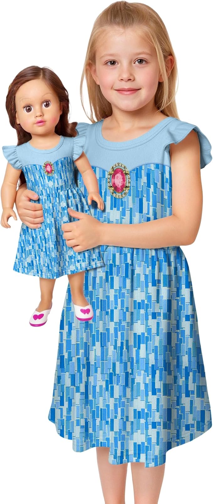LQSZ Doll and Girl Matching Princess Dress Outfits for Girls and 18" Matching Doll and Girl Clothes