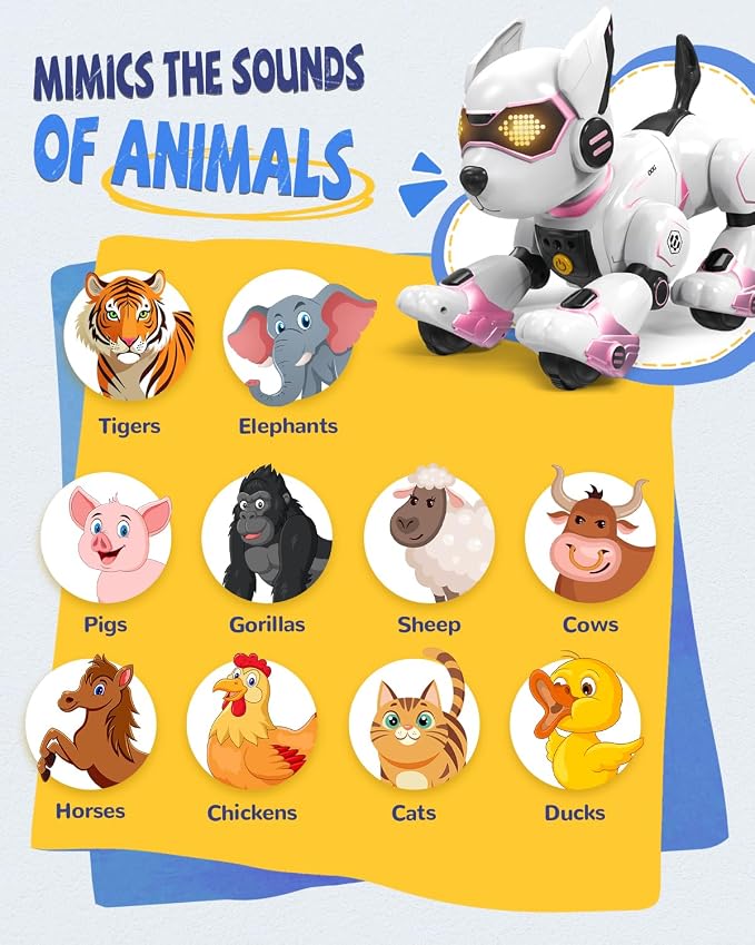 anysun Robot Dog Toy for Kids, Programmable Remote Control Robots Puppy with Voice & Touch Sensors, Dancing & Singing, Animal Sound Imitation, Smart Stunt Robot Pet, Interactive Robotic Dog for Kids