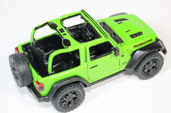 KiNSMART - Jeep Wrangler Rubicon Off Road 4x4 5 inch 1:34 Scale Die Cast Model Replica Toy Car (Green Opentop)