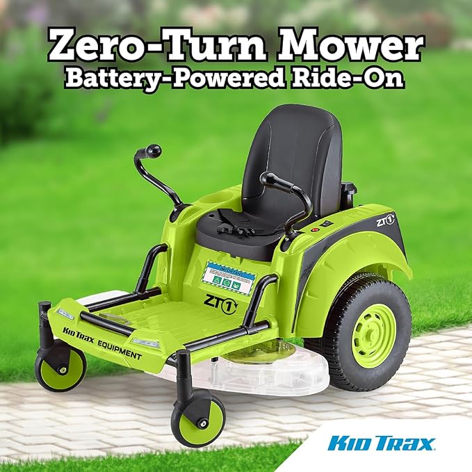 Kid Trax 12V Zero Turn Lawn Mower Toodler Toys - Ride on Toy, Outdoor Toys, Tractor Toy, Riding Mower, Ride On Tractor, Dual Handle, Twist and Turn, Speed to 3MPH, Max Weight of 77lbs, Age 3-7, Green