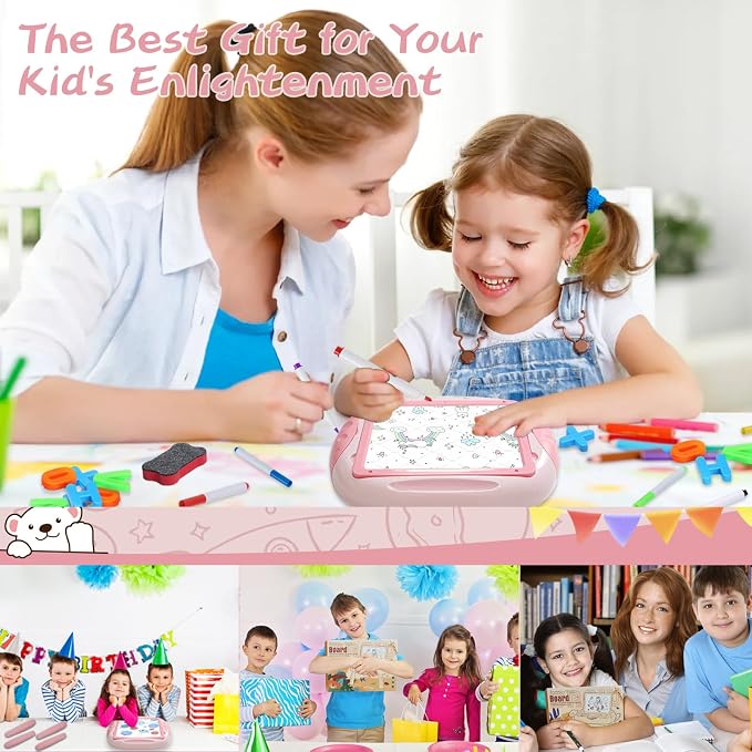 Cokzer Toys for 1-2 Year Old Girls, Toddler Girl Toy with Magnetic Letters and Numbers, Learning and Educational Toys for 1 2 Year Old, Girls Birthday (Pink Red)