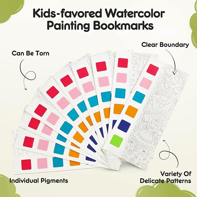 3pack Watercolor Painting Coloring Books, Paint with Water Arts & Crafts Kit for Kids, Pocket Watercolor Paint Bookmarks, Travel Activities Art Supplies Party Favors Birthday Gift for Boys and Girls