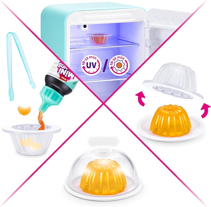 Mini Brands Fill The Fridge Playset w/UV Light by ZURU, Collectibles, DIY, Resin Play, Exclusive Recipe, NOT Edible, 8+
