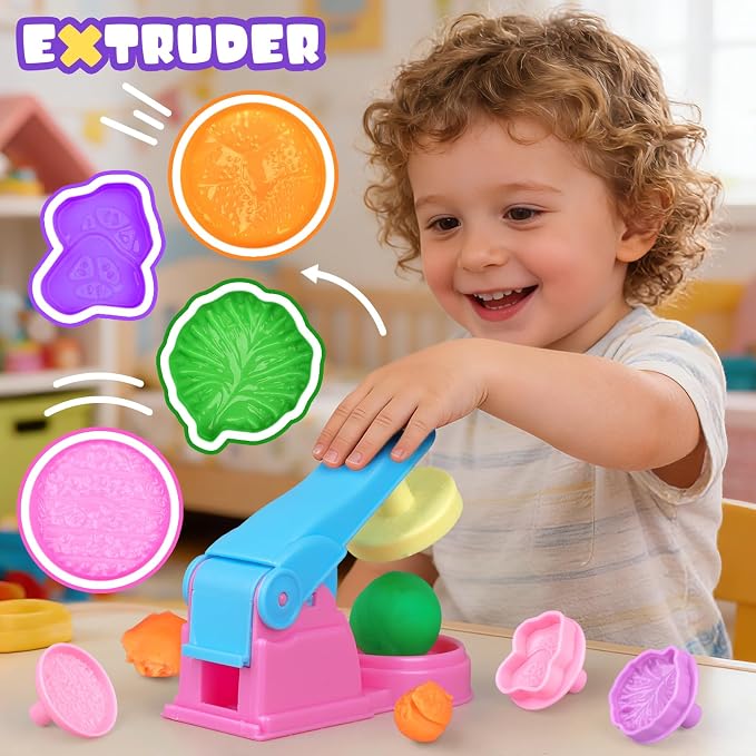 Dough Tools Set for Kids, 26pcs Dough and Clay Accessories with Stamps, Animal Cutters, Rollers, Extruder, Dinosaur Play Molds, Educational Toys for Boys Girls