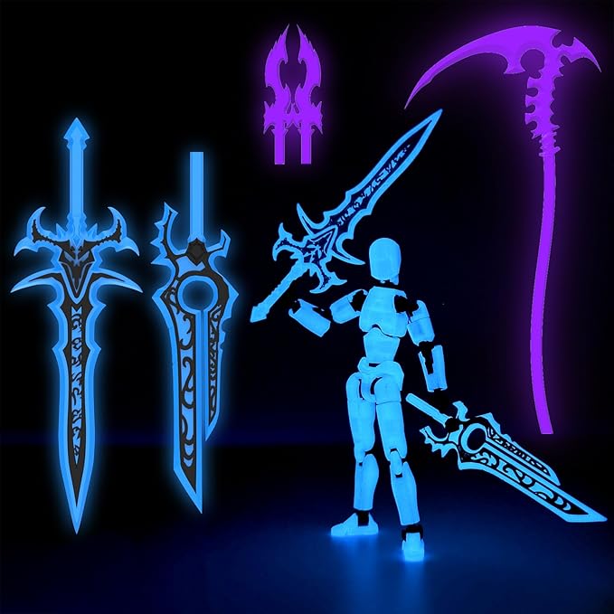 Glowing Titan 13 Action Figure Set Already Assembled, Dummy 13 3D Printed Action Figures With Weapons Accessories T Lucky Robo 13 Nova 13 Action Figures, Figura de acción 13 (Glow in the Dark Blue)