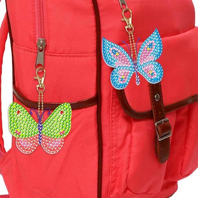 Labeol Arts and Crafts for Kids Ages 8-12 - Creat Your Own GEM Keychains-5D Diamond Art by Numbers GEM Art Kits for Kids Girls Toddler Crafts Age 6-7 6-8 10-12 (Butterfly)